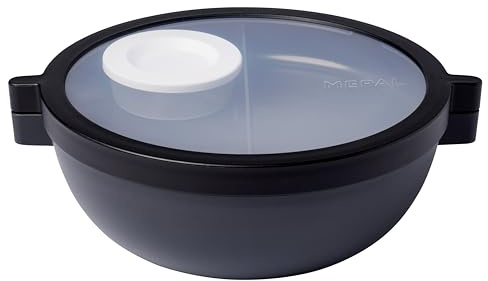 Mepal - Bento Schüssel Vita - Brotdose mit Fächern - Extra Dressing-Deckel & Tablett - Bentobox - Salatbox to-go - 1500 ml - Nordic black