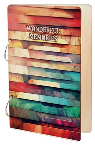 SUPERDANT Raccoglitore Ad Anelli In Legno Wonderful Memories Organizer per Biglietti D'Auguri Copertina Ad Anelli Porta Biglietti In Rovere Tinto Organizer per Libri