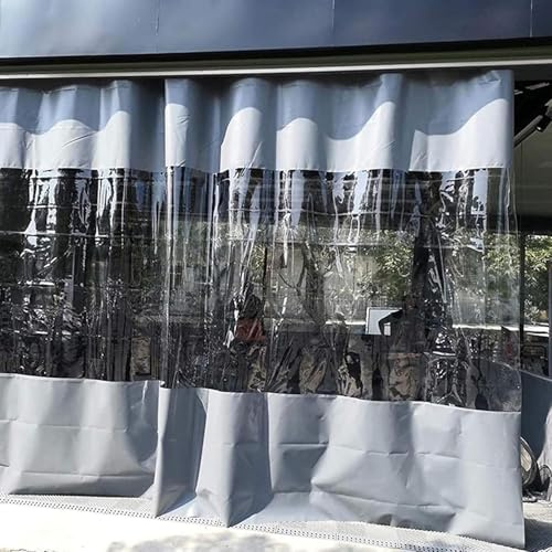 Cortinas Impermeables de Invierno para Exteriores Personalizables Lateral para pérgola Transparente Impermeable PVC 0,3mm con Ojales para cenador terraza,H*w,200x200cm/7x7ft