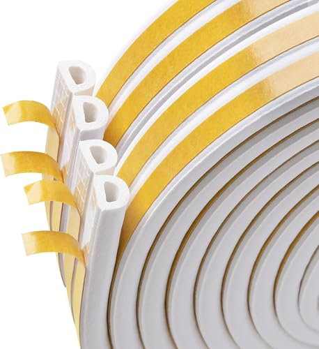 20M Türdichtung Dichtungsband Selbstklebendes für Türen Fenster, Fensterdichtung Anti-Kollision Dichtungsstreifen Gummi Schaum Siegel Streifen Schalldämmung Weiß