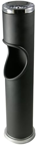 Novaliv Standaschenbecher für draußen Schwarz 46,5cm hoch 9,5cm Ø 2in1 für Müll- und Zigarettenabfälle Outdoor Aschenbecher für draussen stehend Mülleimer mit Aschenbecher Ständer Raucherpause