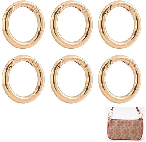 Porte-clés avec boucle ronde, 6 fermoirs dorés Porte-clés à ressort à anneau, accessoire de bandoulière pour sacs Porte-monnaie Bricolage Fait à la main Fabrication de sacs Porte-clés avec boucle