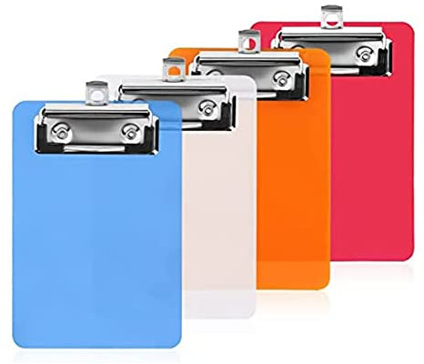 Fozriybefy 4 X 6 Mini-Klemmbrett, 4 Stück, Kleine Klemmbretter, Klemmbrett, Notizblöcke, Klemmbrett, Memo-Größe, Kunststoff-Klemmbrett