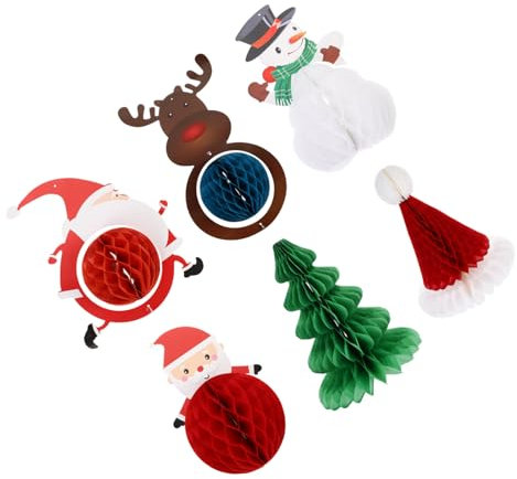 Cabilock 6stücke Teiliges Weihnachts Papier-honigwaben-Kugeln Weihnachtsbaumschmuck Gemischt Leicht Montierbar Für Xmas Party Und Geschenk Verschiedene Muster Hochwertige Papierqualität