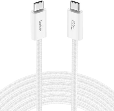 Belkin USB C to USB C Cable, 9.9ft, 60W - Type C Charger, iPhone Charger Cord, Soft, Braided, Flexible for iPhone 17, Galaxy S25, Pixel 10, Airpods, iPad Pro, Tablet & More, Travel Essentials - White