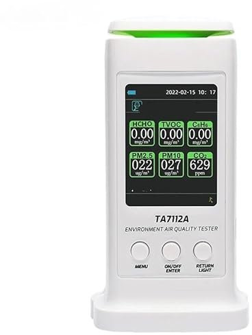 Detector de Gas, Probador de Calidad del Aire for Interiores, Detector Profesional de formaldehído y dióxido de Carbono Pm2.5 Pm10 para el Trabajo y el hogar