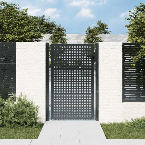 Festnight Puerta Jardin 105 x 175 cm, Puerta para Valla con Sistema de Cerradura Acero, Negro