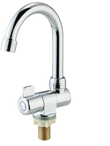 Vilgftyiet Robinet rotatif à 360° pour véhicule récréatif – Robinet d'évier pliable en acier inoxydable (filetage G1/2) avec bec pivotant, robinet de cuisine à eau froide unique pour camping-car