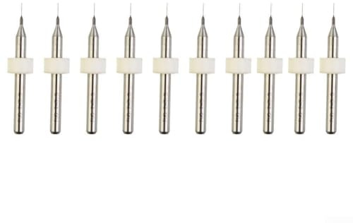 Bohrer-Set, 10-teilig, für Leiterplatten, inklusive Hartmetall-Stahl-Bits für verschiedene Materialien (0,2 mm)