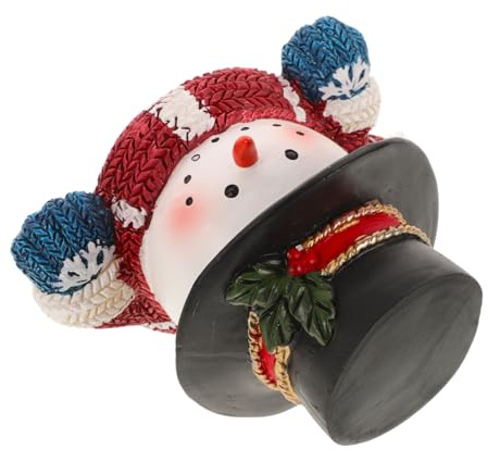 TOYANDONA Resin Christmas Snowman Statue Adorable Snowman Figurine for Winter Home Decor Indoor Xmas Ornament for Family Gathering