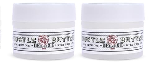 TATTOO HUSTLE BUTTER DELUXE ORIGINAL – 2x30ml vegan tattoo cream with natural ingredients like mango, papaya & shea butter to promote healing, reduces redness and swelling – pre- and aftercare balm