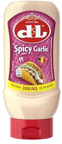 D&L Spicy Garlic Knoblauchsauce - 3x 300ml - würzige cremige Sauce aus hochwertigen Zutaten perfekt zum Grillen Dippen Verfeinern von Fleisch Gemüse und Sandwiches – von Devos & Lemmens