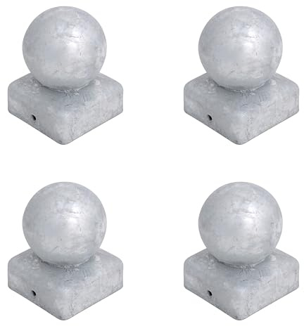 Galvanised Square Metal Fence Gate Post Cap With Ball Flange 50mm x 50mm 2