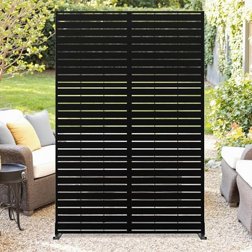 Protección visual con soporte, 120x180 cm Paravientos de metal, acero galvanizado Separador de espacios, separador decorativo de balcones, pared divisoria independiente para interior y exterior