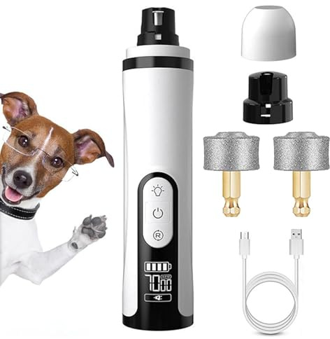 Penlimly Krallenschleifer Für Hunde,Wiederaufladbarer Welpenkrallenschleifer Mit Doppel-LED-Licht - Elektrisches Gerät zur Nagelpflege mit 3 Geschwindigkeitsstufen für große, mittlere und kleine Tiere