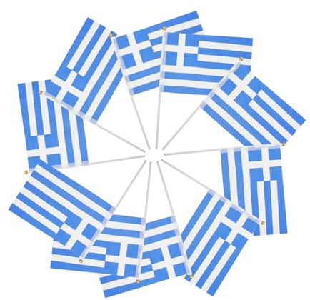 DOITOOL 100pièces Drapeaux à Main Grecs Drapeau National sur Hampe Drapeau Grec Encouragement pour Événements Sportifs et Décorations de Fête