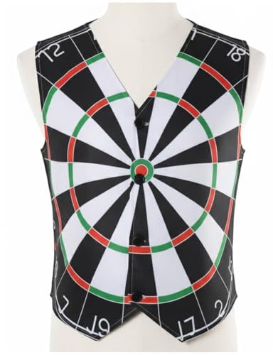 Darttavla för vuxna – stor – snygg väst med djärvt darttavla tryck på fram och bak – herr sport pub spel dart evenemang svensexa natt maskeraddräkt