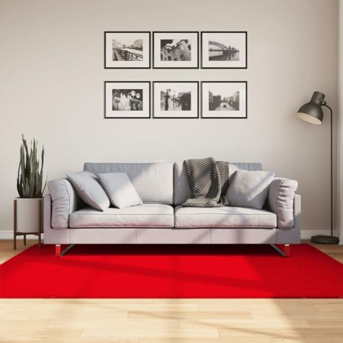 Tonture HUARTE Kurzflor Teppich Rot 140x200 cm, Weich Waschbar rutschfest, 100% Polyester Oeko-TEX Zertifiziert, Moderner Boden Deko Flokati Teppich für Wohnzimmer Schlafzimmer Flur, Kuschelig Warm