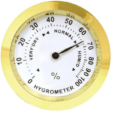 predolo Hygromètre mécanique analogique Portable à Grand Cadran Rond avec de Grands Chiffres, idéal pour Placard, Salon et Maison, Or 37 Mm
