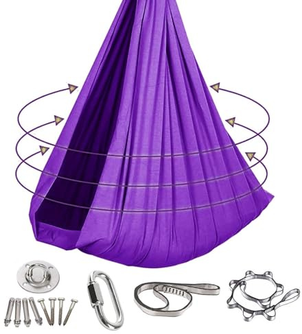 Indoor Hängematte, ultraleichte tragbare Schaukel Outdoor, geeignet für Schlafzimmer, Balkone, Innenhöfe oder Camping, komplett mit allem Zubehör (Lila, 280x150CM)