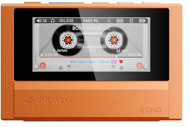 FiiO Echo Retro Hi-Res digitaler Audioplayer, Doppel-DAC Bluetooth-Musikplayer, 4,4 mm symmetrischer Ausgang, Farbdisplay, tragbarer DAP (orange)
