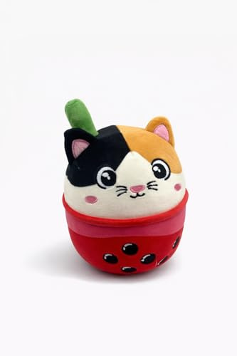 Generisch Bubble Tea Katze Plüschtier 17 cm – Kawaii Boba Cat Stofftier im Becher Design, Süßes Kuscheltier für Kinder & Mädchen