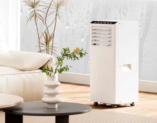 Portable Air Conditioner 9000 BTU, 5-in-1 Air Conditioning Unit Portable Cooling, Dehumidifier & Fan, Energy Saving Mobile AC with 24H Timer, Sleep Mode, Window Kit, for Rooms up to 400 Sq Ft, White