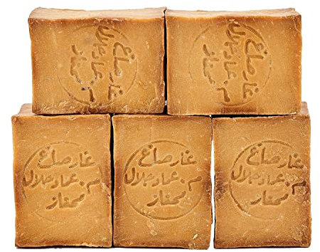 Carenesse Aleppo Seifen Paket Premium Quality 5 Stück 45% Olivenöl 55% Lorbeeröl original Olivenölseife Haarseife vegan handgemacht Naturseife Seife ca. 900-950 Gramm je Paket