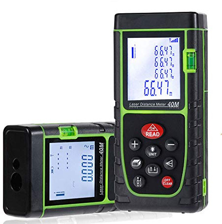 Distance Meter, MASO 40M IP54 Waterproof Handheld Laser Measure with Bubble Level and Batteries Area Volume Pythagoras Continuous Measurement Digital Measure Tool Electronic Measuring Tape