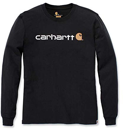 Carhartt herr T-tröja Långärmad arbetskläder signatur grafisk T-shirt - kärnlogotyp , svart, S