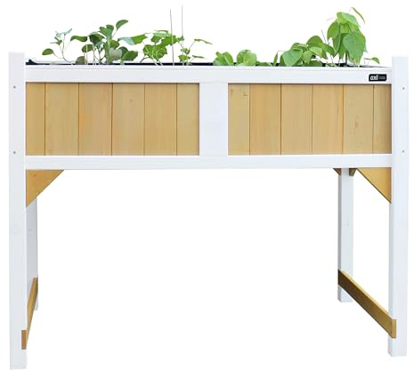 AXI Table De Culture en Bois avec Bac & Voile De Jardin | Potager sur Pied/Jardinière en Marron & Blanc