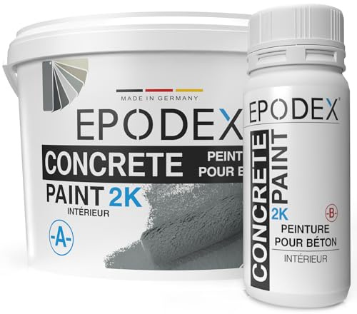EPODEX 2K Vernice per calcestruzzo - 3,6kg - Nero intenso | Vernice per pavimenti interni in cemento, pavimento garage, cantina, officina, impermeabile - 9m² per 2 mani