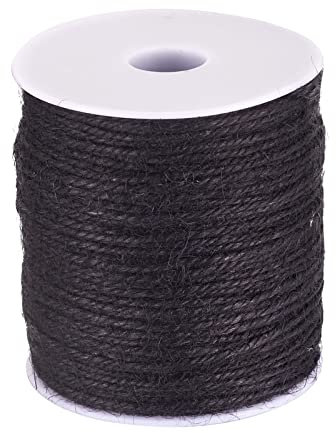 Bestewelry Spago di iuta naturale a 3 strati, spessore 2 mm, per fai da te, artigianato, fiori, confezioni regalo, decorazione, impacchettamento (nero)