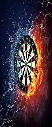 A.Monamour Türtapete Selbstklebend Türfolie Türposter 3D Dartscheibe In Feuer Und Wasser Auf Schwarzem Hintergrund Vinyl Folie Türdeko Tapete Wandbild Türaufkleber Türtattoo 85x200cm