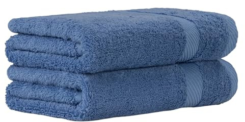Luckytowel Saunahandtuch Set 80x200cm – Oeko-TEX Saunatücher aus 100% Baumwolle mit 600 g/m² – Saunatuch groß mit Aufhängeschlaufe – flauschig & saugstark – Sauna Handtuch Set – 2er Pack Blau