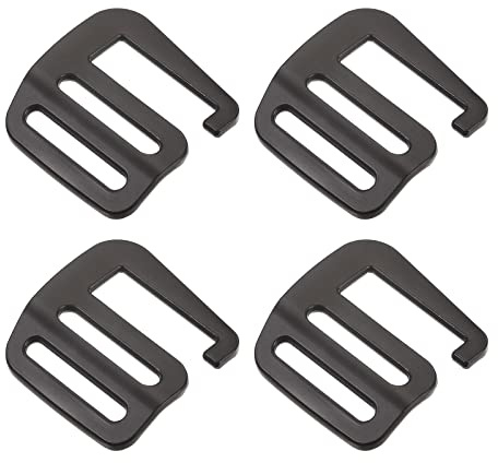 sourcing map Métal G crochue Sangle Boucles, 4Pcs 0.98 25mm G-Crochet Vague Boucle Ajusteur Glissière Boucle pour Sac à dos Sangle Sangle, Mat Noir