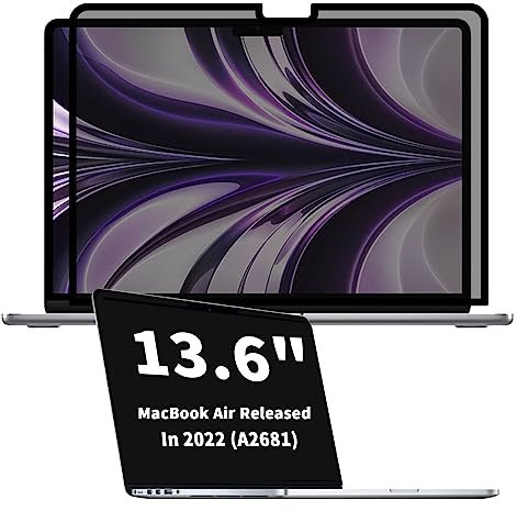 Blickschutzfilter für MacBook Air 13,6/13 Zoll (2022-2025, M2/M3/M4),Anti-Blue Light,Anti-Blend,EEinfach zum Ab,Wiederverwendet Werden,Ultra Dünn Datenschutzfilter (MacBook Air/Pro 13.6 NMKJ)