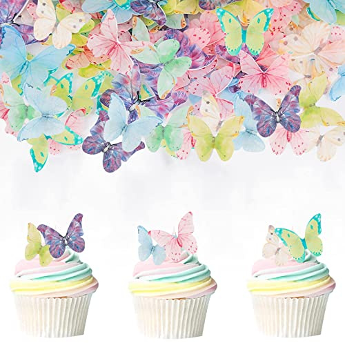 Catelves 40 stycken ätbara fjärilar för tårta, fjärilar dekoration tårta ätbar, tårtdekoration födelsedag ätbar, tårtdekoration fjärilar ätbara, matpapper fjäril cupcake toppers