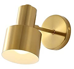 Mengjay E27 Wandstrahler 1 Flammig Gold Wandleuchte Innen Vintage Wandspot aus Metall Schwenkbar Wandlampe Retro Deckenstrahler für Küche Wohnzimmer Schlafzimmer max. 60 Watt Ohne Leuchtmittel
