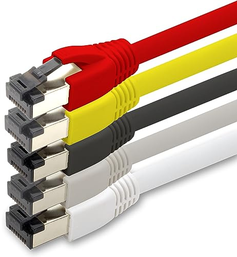 1aTTack.de Cavo di rete Cat 8, 0,25 m, Cat.8 Lan 2000 Mhz 40 Gbits 40GBase-T Poe+, cavo patch Ethernet, LSZH, 5 x 0,25 m
