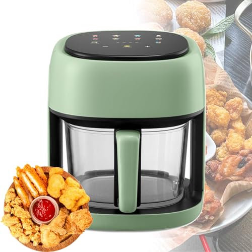 Air Fryer, 8 Customizable Smart Cooking Programs Compact 4.5L Air Fryers, Dishwasher-Safe & Nonstick, Fit for 2-4 People,Digital Display (Color : Green, Size : 4.5L)