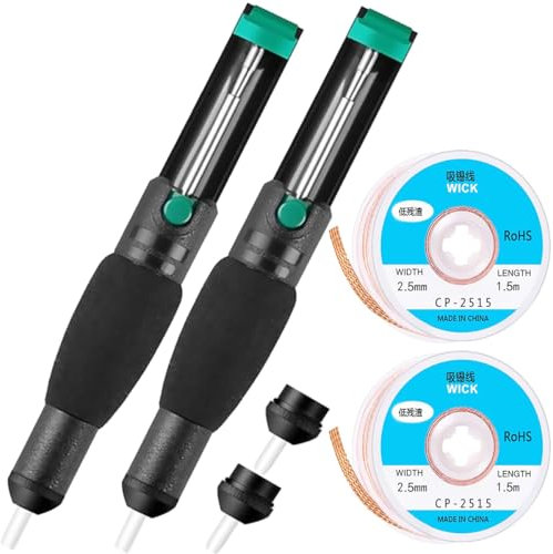 Youmile 2 pièces ventouse à dessouder double anneau à dessouder tresse à dessouder pompe à vide outil de dissolvant de soudure 8 noir avec buse à dessouder fil à souder CP2515