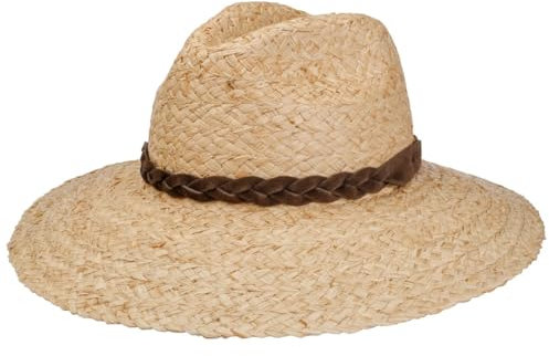 LIERYS Raffia Stroh Schlapphut Naturfarbener Hut mit Ledergarniturband Made in Italy Damen Frühjahr Sommer Natur S (54-55 cm)