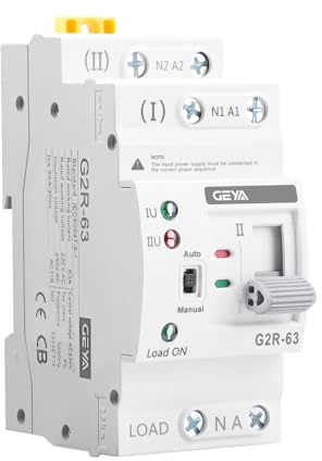GAEYAELE Interruptor de Transferencia Automática Interruptor de Alimentación Dual Alimentación Ininterrumpida Tipo de Carril DIN (2Polo 63A AC220V)