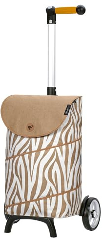 ANDERSEN Einkaufstrolley - Shopper Fun Tyra Zebra | mit ergonischem 3-Wege-Griff, klappbar, aus Alu, bis 40 kg - Tasche mit Kordelzug, Innenfach, Reflektoren, 46 L