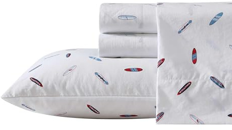 Nautica - Queen Sheets, Cotton Percale Bedding Set, Casual Home Decor (High Surf Navy, Queen)