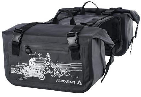ARMOURAIN Motorrad Seitentasche 50L (30L*2) Kofferraum Sitztasche Satteltasche Motorradzubehör (Schwarz)