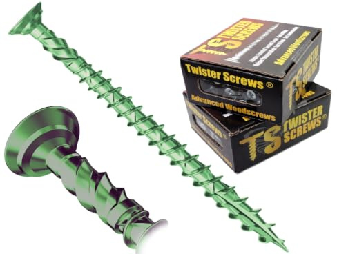 Twister Screws Decking Screws | 5mm x 120mm | Green | Box of 100 | Double-Threaded Self Drilling, Self Countersinking, Multipurpose, E-Coat Corrosion protection, Type 17 Ultra Sharp Grab Point