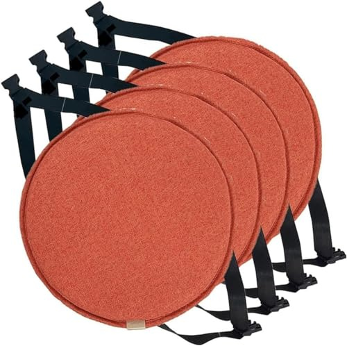 Rundes Stuhlkissen, 30 X 30 Cm/35 X 35 Cm/40 X 40 Cm/45 X 45 cm, Rundes Memory-Schaum-Sitzkissen, rutschfeste Runde Stuhlpolster mit elastischen Bändern Schnallen ( Color : 4# , Size : 4PS_30CM/11.8IN
