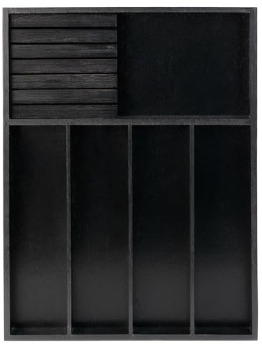 VaeFae Organizador de cubiertos de bambú, soporte de utensilios para cajón, cubertero de madera con separador para cocina, almacenamiento de cubiertos y bloque extraíble para cuchillos
